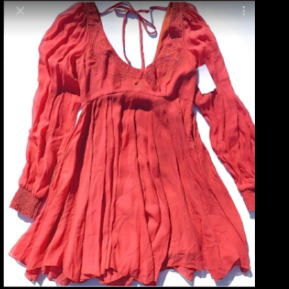 Free People embellished split sleeve mini